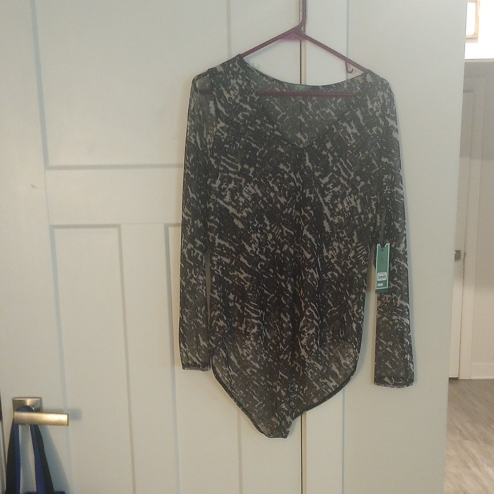 Terra & Sky Black and White Abstract Long-Sleeve Bodysuit